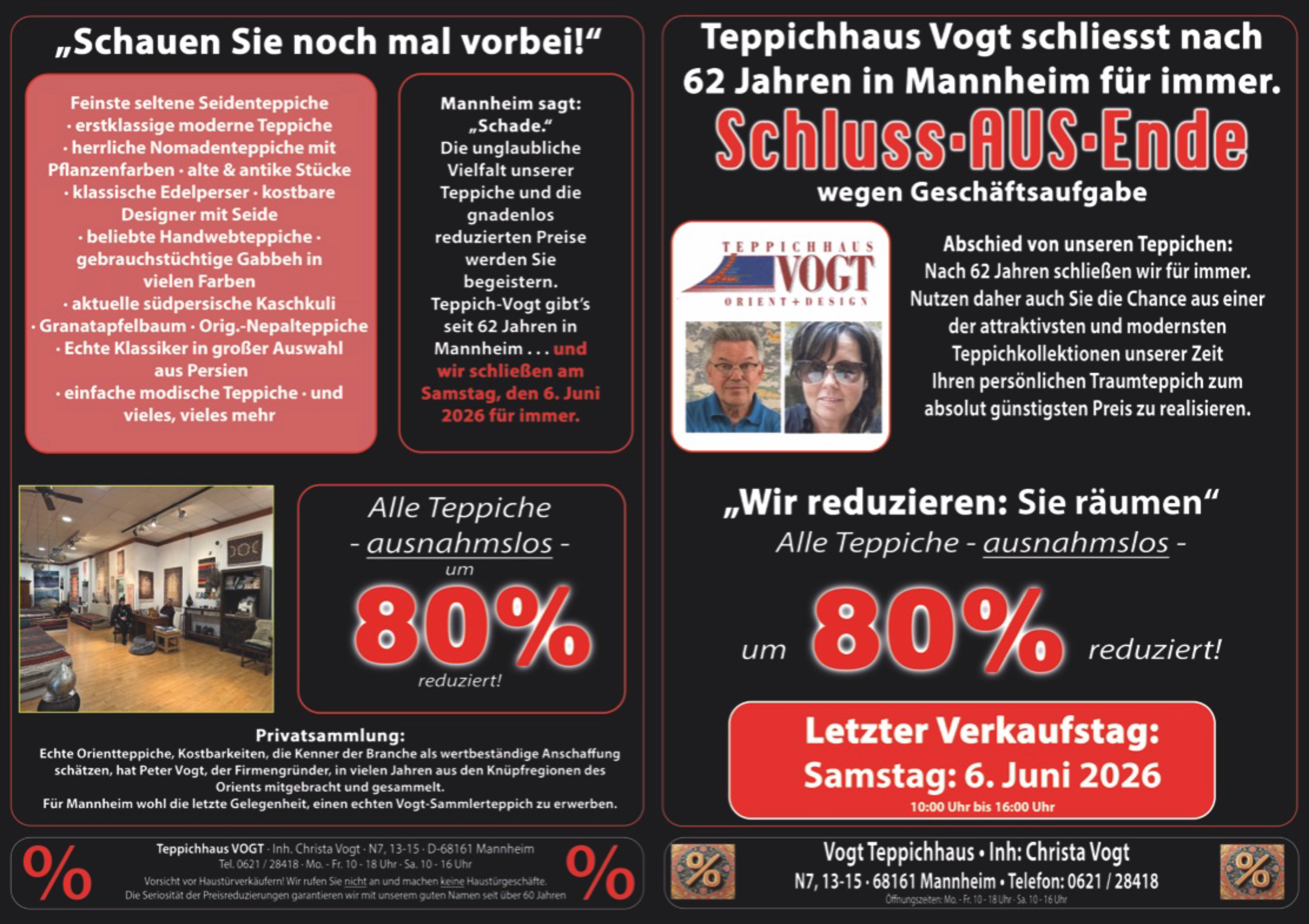 Total-Ausverkauf Teppichhaus Vogt